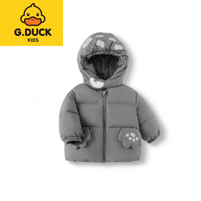 G.duck儿童羽绒服婴儿女童宝宝2025保暖男童新款短款冬季加厚外套高品质 白色 90