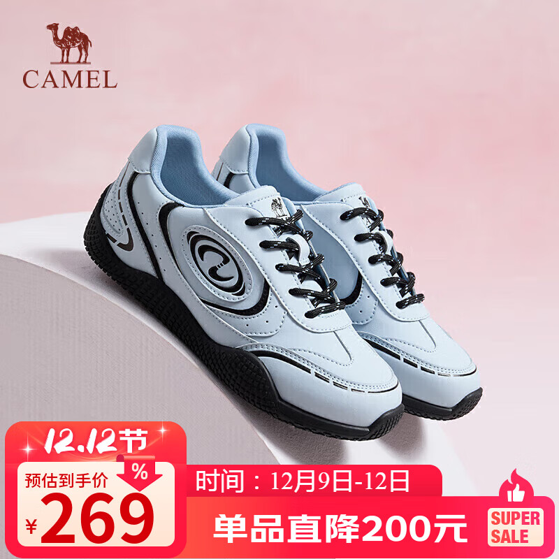 骆驼（CAMEL）【王俊凯同款】月牙2.0德训鞋女运动休闲鞋 L25S577059C 蓝色 35