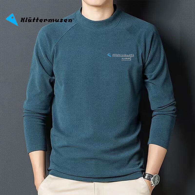 KLATTERMUSEN攀山鼠男士秋冬季长袖T恤休闲打底衫保暖加厚圆领长袖卫衣T恤 深天蓝 XL 【建议体重160-180斤】