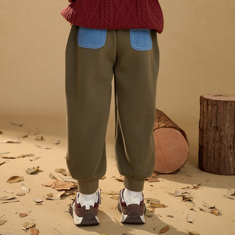 棉花堂（cottontown）【加绒】棉花堂儿童裤子秋冬女童运动裤小童卫裤休闲裤加绒童装冬 麻灰 120 120/56