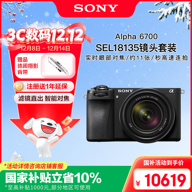 索尼（SONY）Alpha 6700 APS-C微单相机 创意滤镜 AI智能芯片 SEL18135套机（ILCE-6700/a6700）