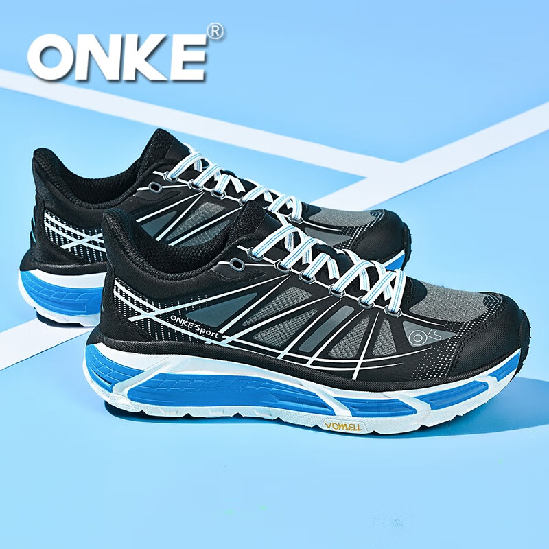 ONKE跑步鞋女冬季新款轻便透气防滑减震男女鞋厚底增高耐磨运动跑步鞋 普鲁士蓝 39