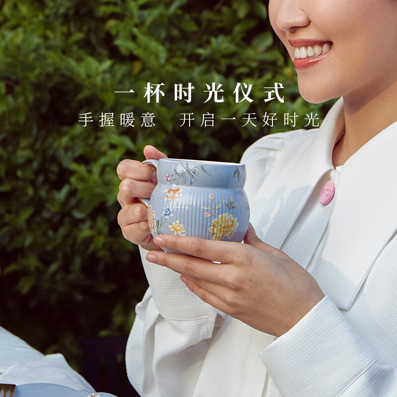 永丰源（auratic）月亮时光水杯310ml 茶杯陶瓷马克杯 茶杯杯子2025高颜值轻奢礼物 黛灰 310ml