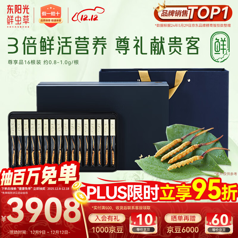 东阳光鲜虫草0.8-1g/根16根新鲜冬虫夏草补品送长辈老人源头直发包邮