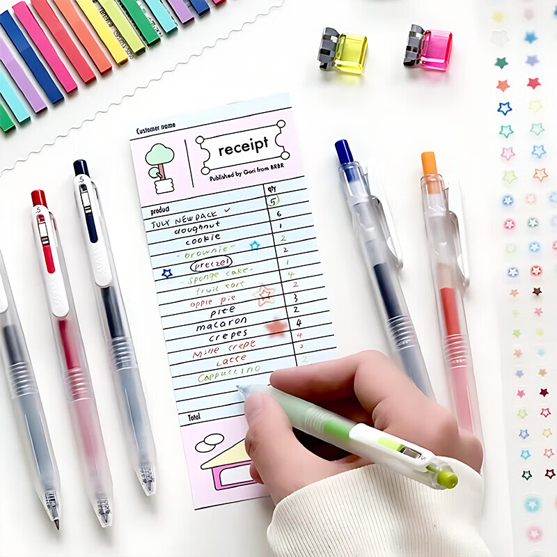 斑马牌日本JJ118悦芯笔CLIP Chill按动式学生用刷题黑笔0.5mm黑色中性笔高颜值大容量速干顺滑笔 透明黑 3支装