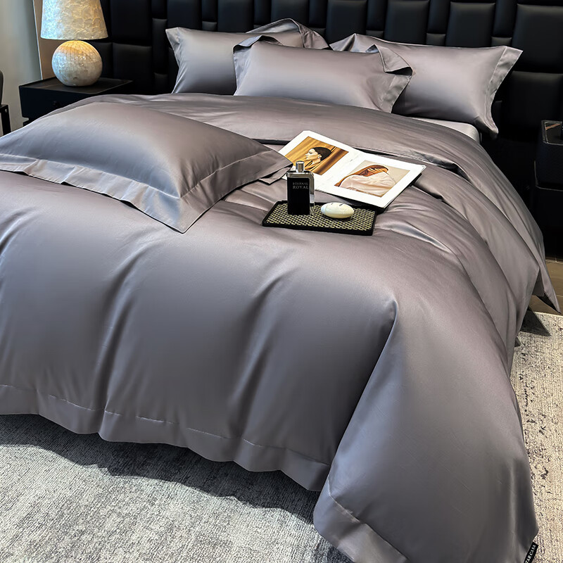 VJEA类长绒棉四件套纯棉100全棉轻奢高级感床单被罩三件套床上用品4 多伦多-高级灰 【四件套】1.5m 床单款 -被套200*230cm