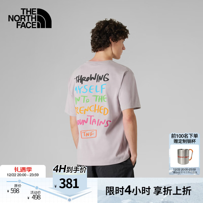 北面（The North Face）男短袖T恤休闲透气户外款UE设计师25年春夏新款|8CKS 1OA/灰色 L /175