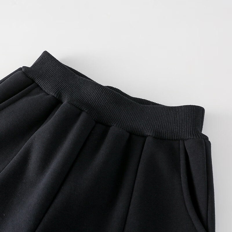 棉花堂（cottontown）【新年】棉花堂童装男童盘扣加绒裤女童拜年服新款儿童保暖束脚裤 黑色 90 90/50