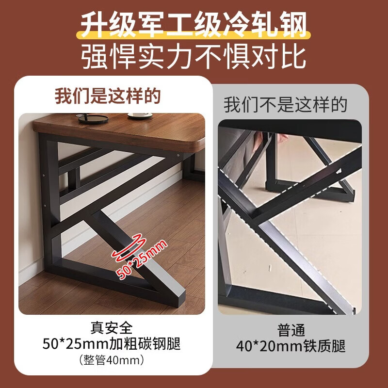 哗禾梧电脑桌家用工作台办公桌双人书桌电竞桌小户型出租房简约写字桌子 【25mm实木桌面】白架+浅胡桃 100*60*75CM