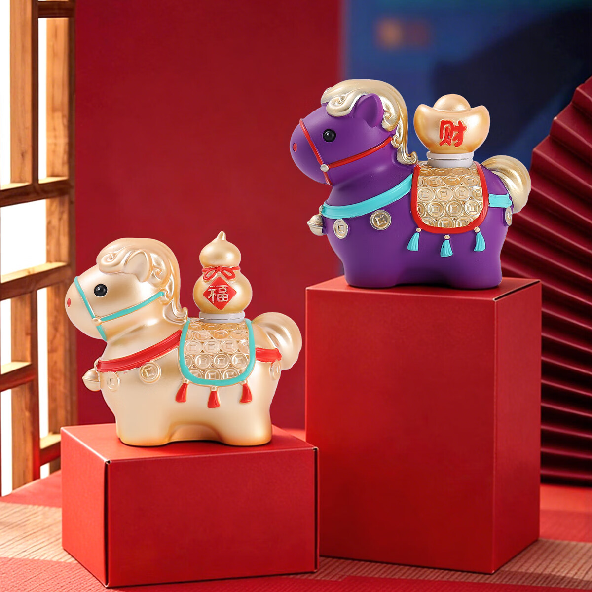 兰比嘟2026马年吉祥物盲盒摆件赐福小马公仔喜庆新年礼物桌面装饰伴手礼 马上财运转赚盲盒【随机1个】