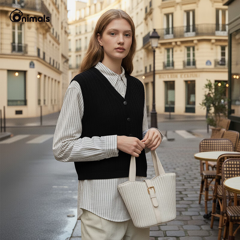 ONIMALS托特包女大容量通勤单肩包高级感小众手提包时尚简约 焦糖色