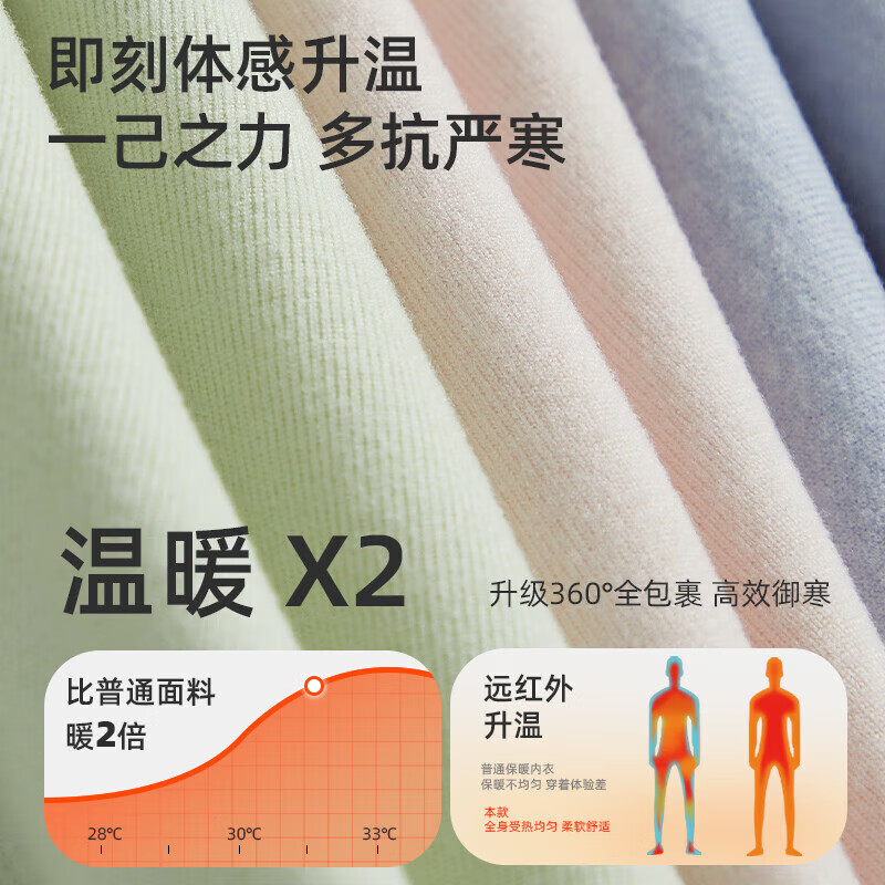 猫人（MiiOW）保暖内衣女士秋冬季加绒蓄热薄款无痕亲肤打底衣抗菌秋衣秋裤套装 炫彩肤 3XL 【建议体重160-170斤】