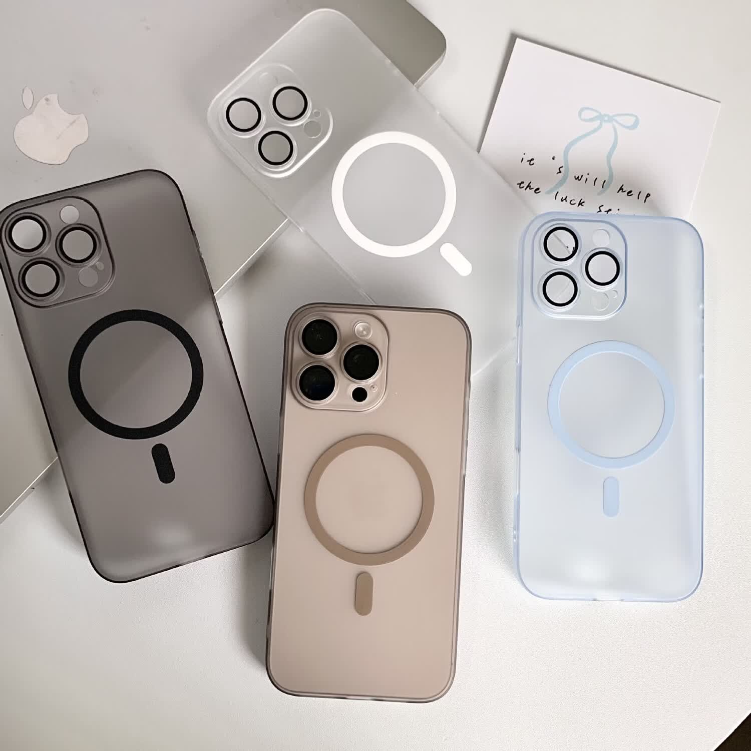 铂呐苓适用iphone17手机壳苹果17保护套磨砂肤感带磁吸无线充电壳超薄全包防滑防磨防划半透明新款 透白色 磨砂磁吸壳【镜头保护款17promax】