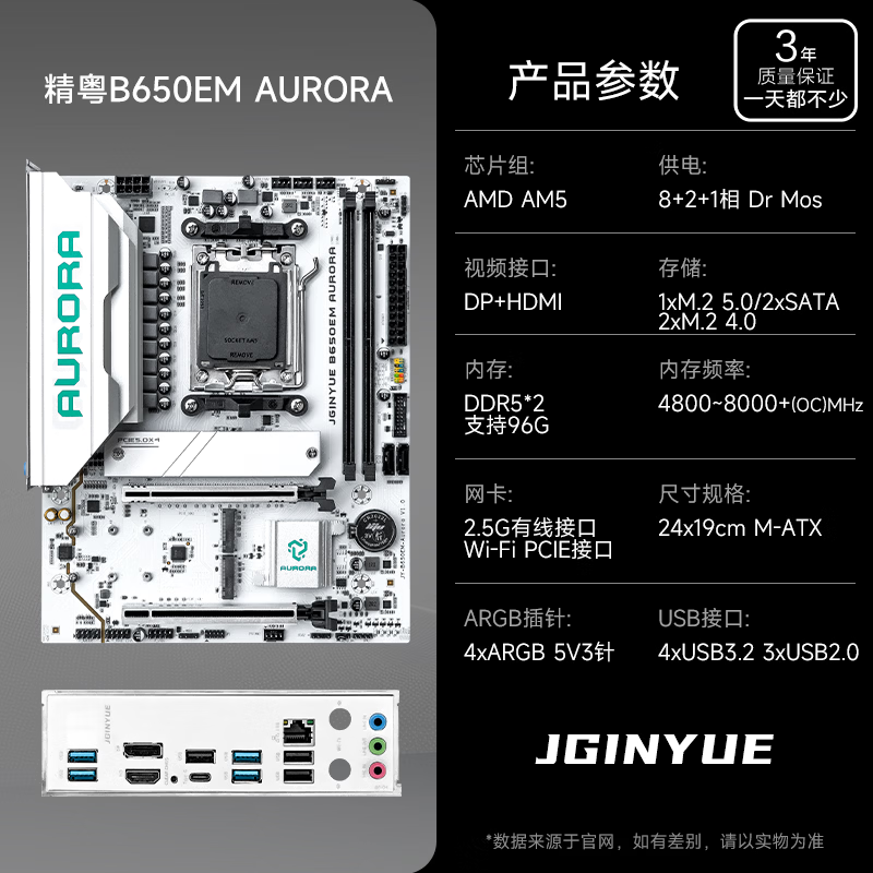 精粤 B650E M AURORA PCIE5.0 DDR5 3A M AURORA 图 3