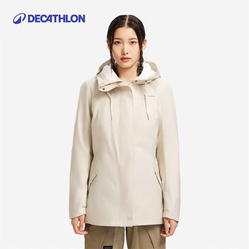 迪卡侬（DECATHLON）上衣秋户外加绒加厚棉服男女运动防风防水外套棉袄男NH500 女款-奶茶棕-NH500 M