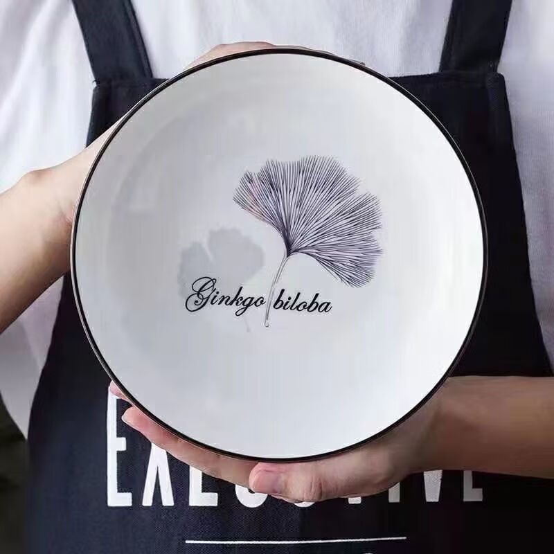 咏夏陶瓷家用厨房盘子批发清仓菜盘子家用新款特价时尚洋气网红银杏叶 银杏叶4.5英寸饭碗（1只装）