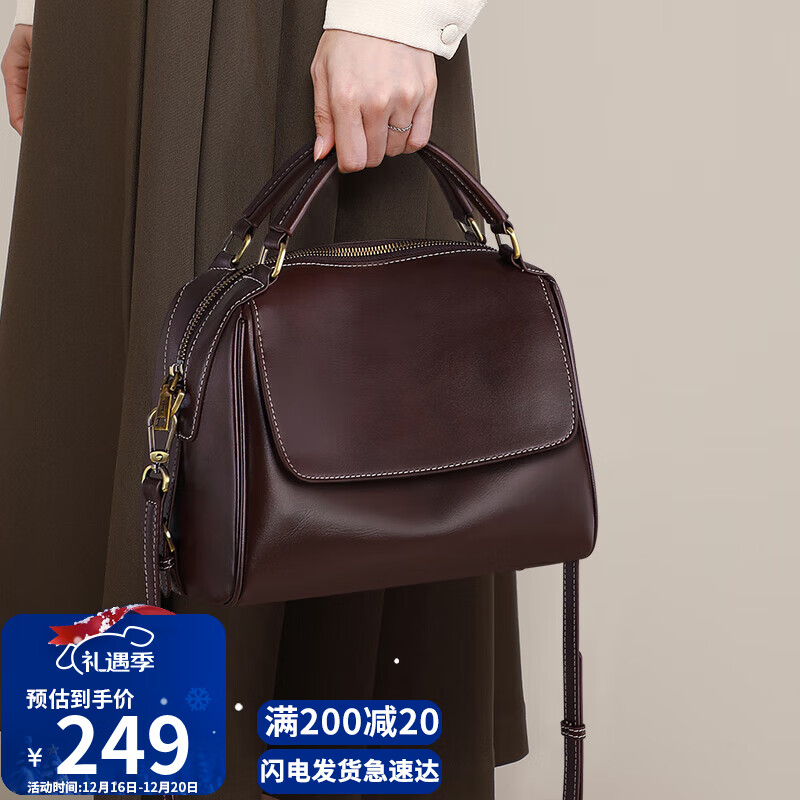 YUYULA牛皮包包女包斜挎托特包大容量品牌单肩包生日圣诞礼物送女生女友