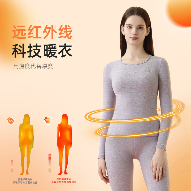 猫人无痕发热保暖内衣女士套装羊绒蚕丝抗菌打底衫秋冬款秋衣秋裤 黑色 3XL 【推荐140-160斤】