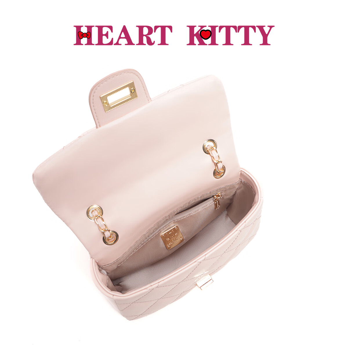 HEART KITTY高颜值菱格小香风链条包高级感气质百搭通勤单肩斜挎包生日礼物包 6607粉色