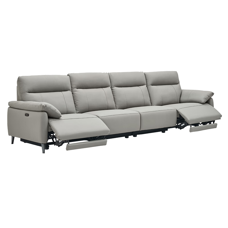 左右沙發(fā)簡約客廳零靠墻電動功能升級款半青皮沙發(fā)6013小四雙 青云灰