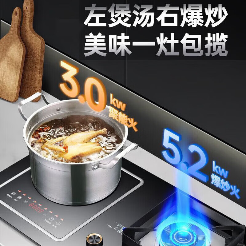 東洋日本東洋一气一电两用灶燃气灶电磁炉二合一气电两用灶燃气灶电磁炉一体台嵌两用家用猛火灶 【左陶右气】直喷猛火灶定时爆炒-3.5kw电陶炉 液化气