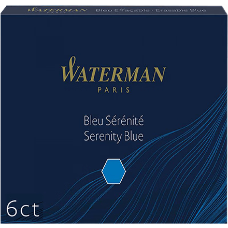WATERMAN威迪文黑色精裝墨水芯鋼筆用墨水囊純藍(lán)6支盒裝便攜分裝 藍(lán)色墨水芯