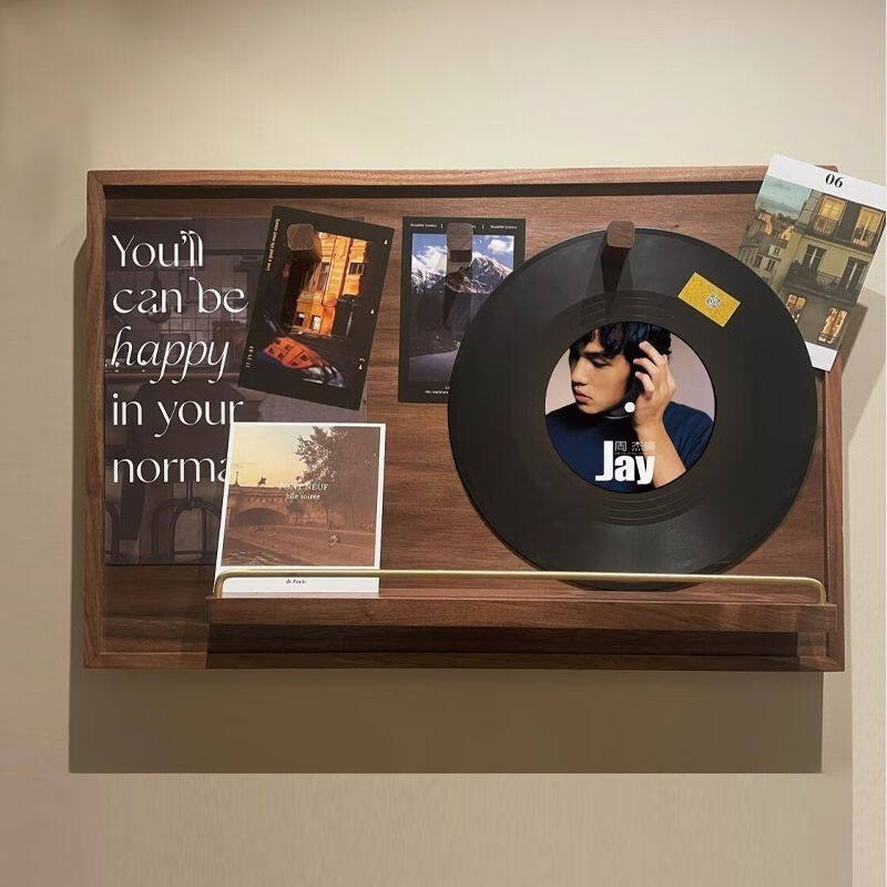 OYKTN黑胡桃实木电表箱遮挡弱电遮挡箱置物架装饰画中式配电箱挂画装饰 黑胡桃电表箱挂画（赠唱片卡纸） 横款-40*30-【可遮挡电箱38*25】