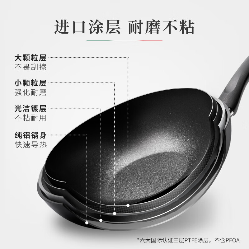 巴拉利尼（BALLARINI）进口不粘锅炒锅中式炒菜锅燃气灶专用28cm雷雅托系列 【 热销爆款】雷雅托炒锅 28cm