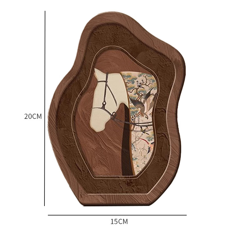 渝鼎福中古风桌面摆件装饰画斗柜玄关床头柜摆台复古艺术小众高级感摆画 马到成功装饰画 15*20cm