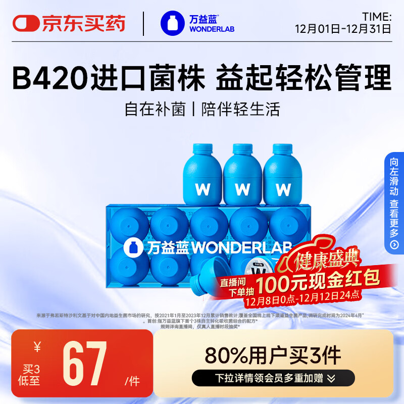 万益蓝WonderLab B420益生菌成人菌群管理法 b420益生菌瘦棕色脂肪 10瓶