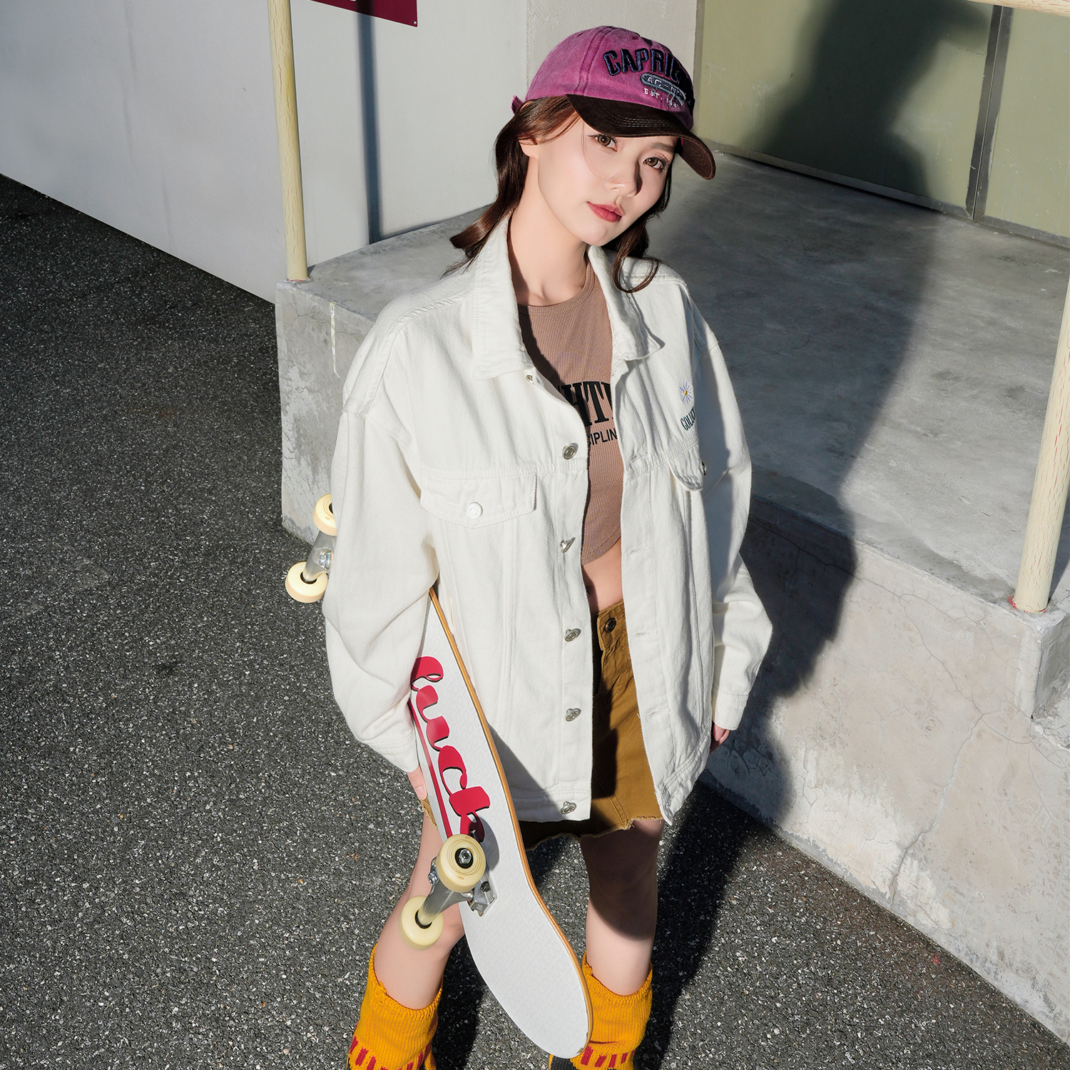 极路客新款秋冬美式复古多巴胺男女款情侣 牛仔外套工装 休闲夹克 月白 XL