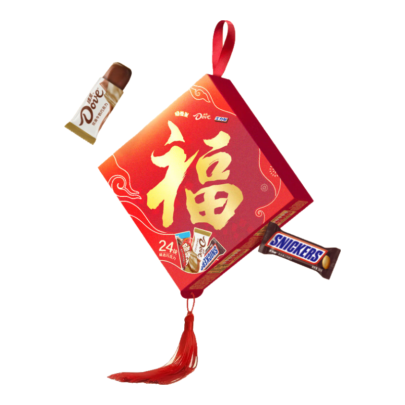 德芙脆香米士力架 巧克力 福字春节礼盒276g 休闲零食 糖果 年货礼盒