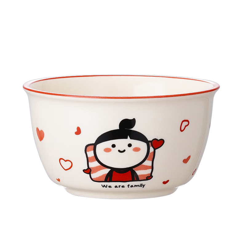 釉下彩陶瓷碗菜盘子家用餐具可爱卡通个人专用饭碗2025新款高颜值 1碗1勺【卡通小蒄】4.5英寸碗