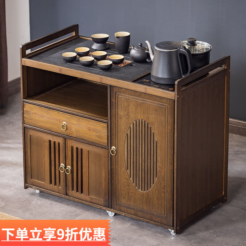 柏帝奇移动茶桌小茶台家用沙发边几非实木茶几茶具套装烧水壶一体茶水柜 65款-无盖板