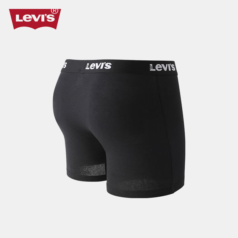 李维斯（Levi's）男士内裤平角高端中腰四角短裤加长运动休闲款透气防摩擦棉质4条 黑色 4条 S 170/76A