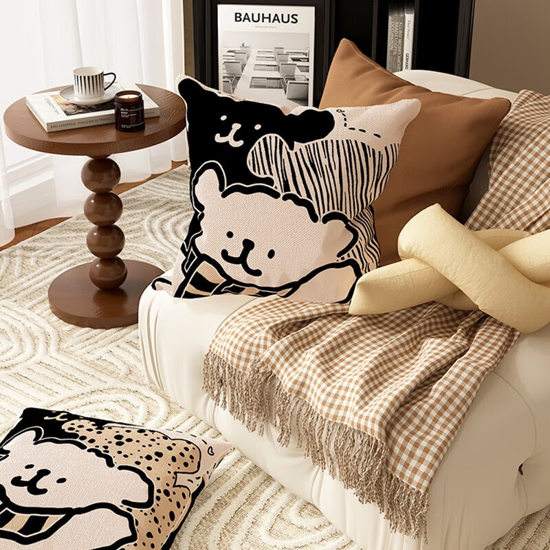 AILUKI日本沙发抱枕客厅卧室床头靠枕汽车办公室午休枕头可拆洗抱枕套 N快乐修勾B 40cm*40cm 含枕芯