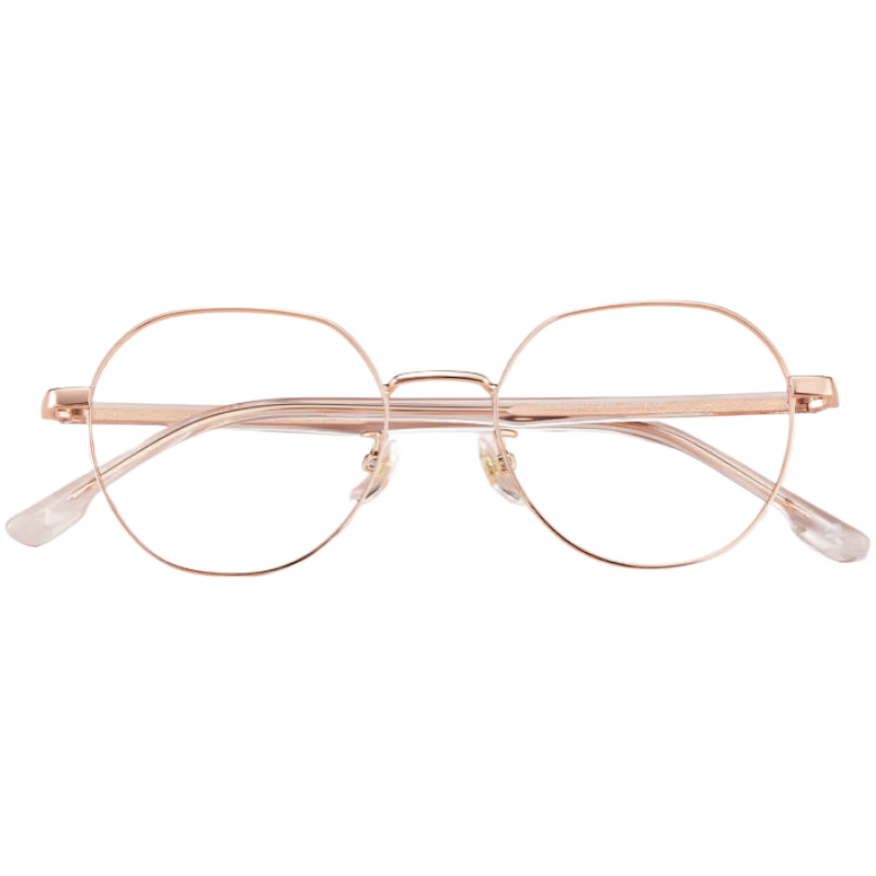 寶島目戲顯白奶茶色眼鏡女可配度數(shù)金屬眼鏡框鏡架小臉小框輕 71008-RGD_玫瑰金 鏡框+1.60防藍光鏡片寶島加工_安