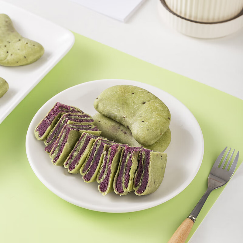 法米诺奇亚籽抹茶紫薯芋泥饼无蔗糖代餐食品糕点心休闲网红零食袋装300g 奇亚籽抹茶紫薯芋泥饼袋装300g-10个装