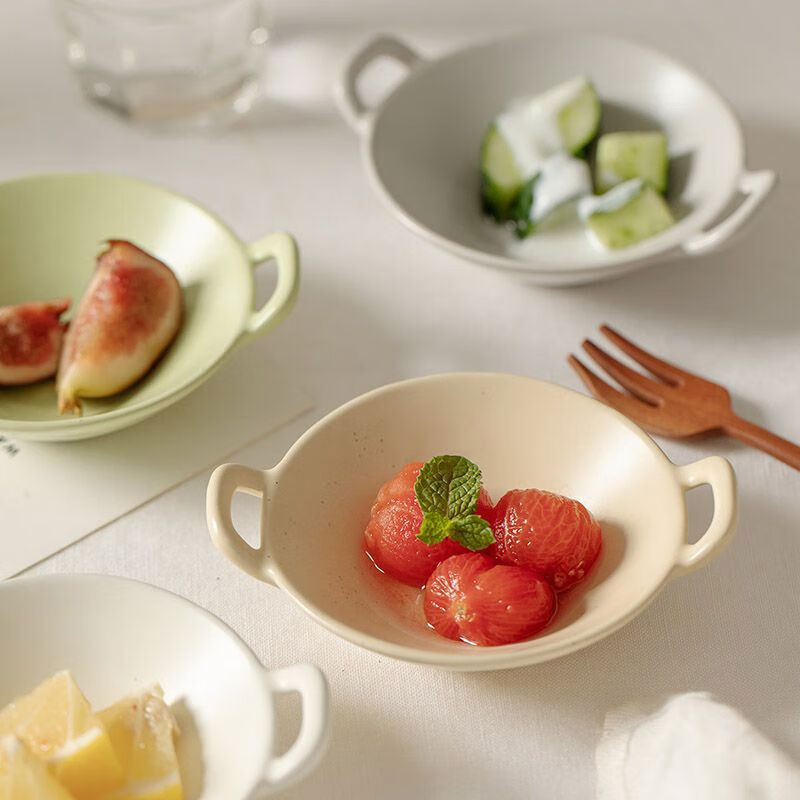 蘸料碟味碟调料碟小碟子调味碟酱料碟小号碗ins陶瓷家用INS风餐具 迷你双耳锅绿色1个装