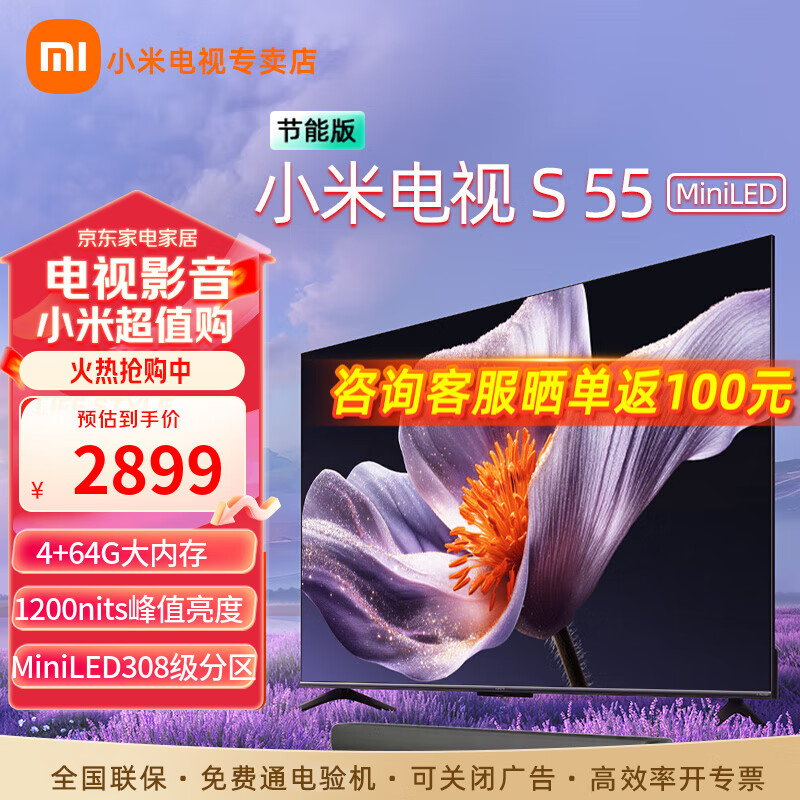 小米 小米电视S55 Mini LED节能版 55英寸 308分区 1200nits 小米澎湃OS L55MA-SPL 一级能效 55英寸 S55 Mini 影院版