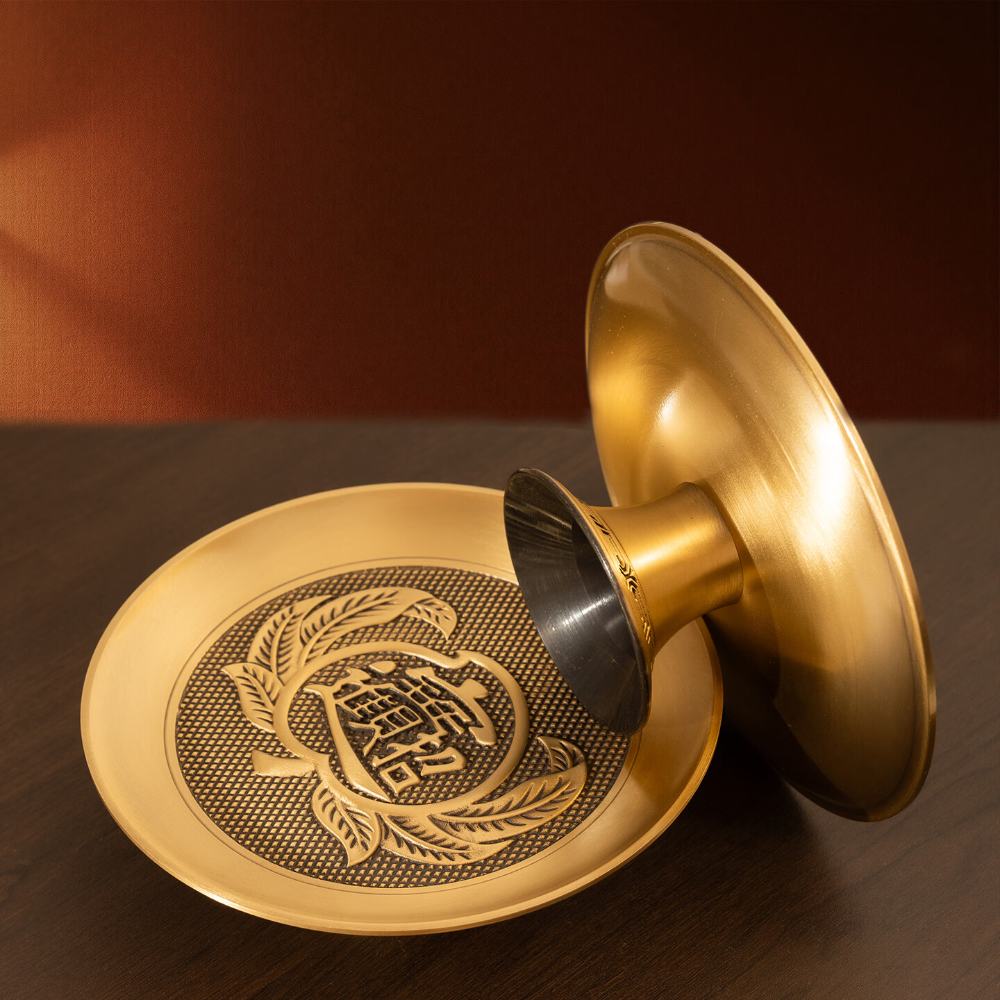 嵘莲香阁全铜供果盘家用纯室内佛前黄铜贡盘观音财神水果盘铜盘 莲花果盘【9寸】1个