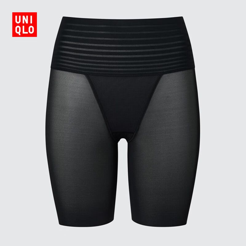 优衣库女装AIRism塑身打底短裤/腰部平滑款482711 09 黑色 XL