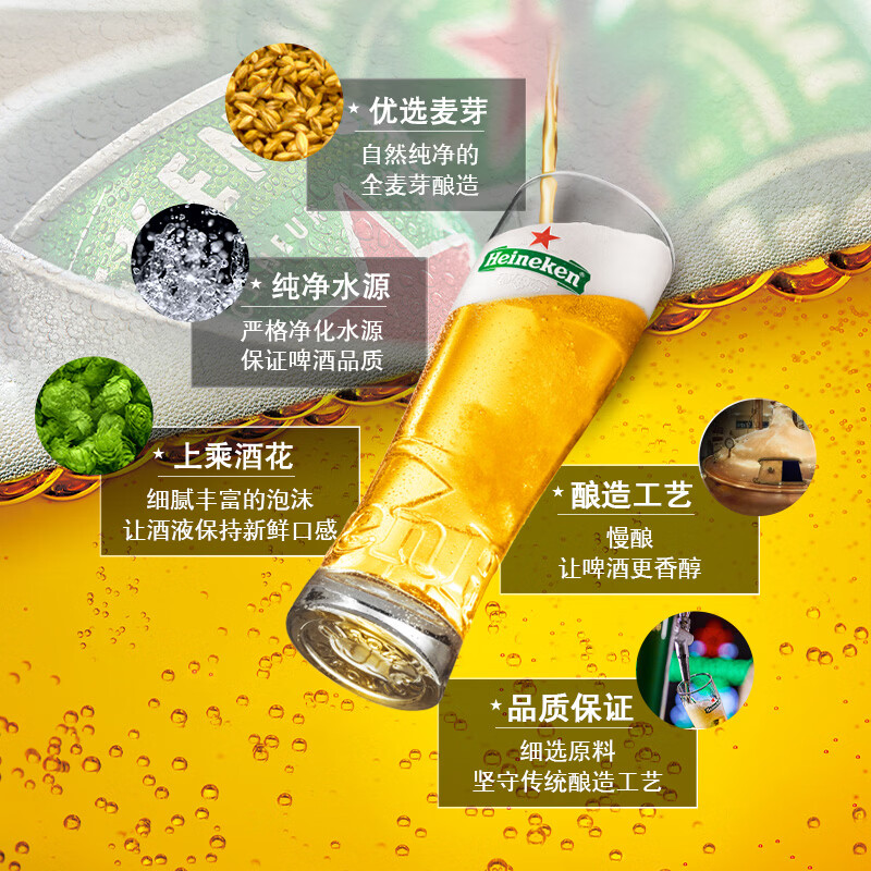 喜力啤酒 经典啤酒 整箱装 全麦酿造 马年礼盒 年货送礼 500mL 12瓶