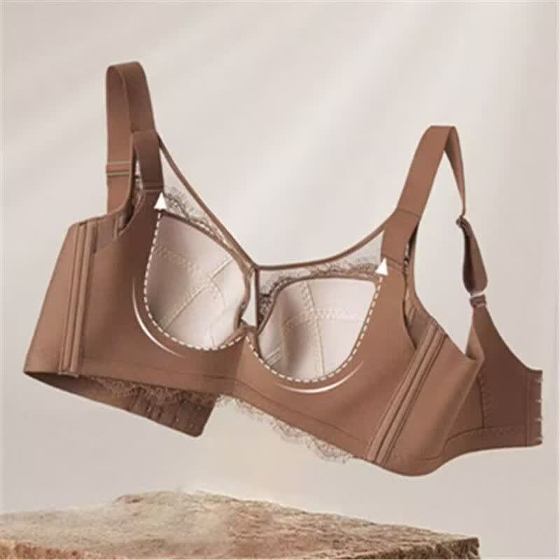 黛思侬（Daisinong）性感豹纹软钢圈调整型聚拢大码内衣超薄透气收副乳防下蕾丝文胸 黑色+豹纹 100C 44/100C