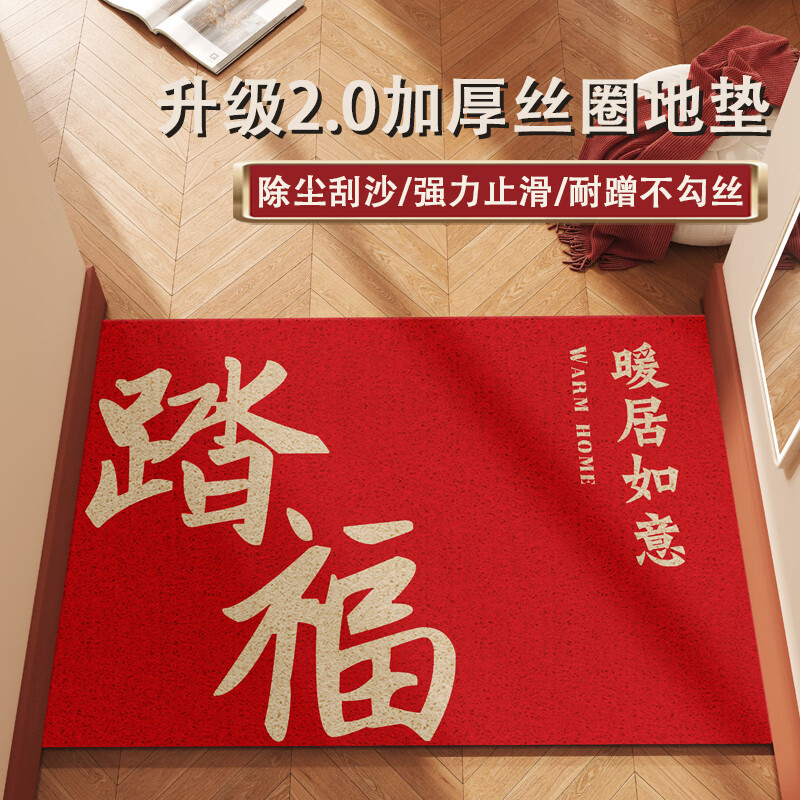 京华好运入户门地垫红色高级感门口进门门垫除尘耐磨丝圈脚垫支持定制 马年大吉-L01-丝圈 50cm*80cm