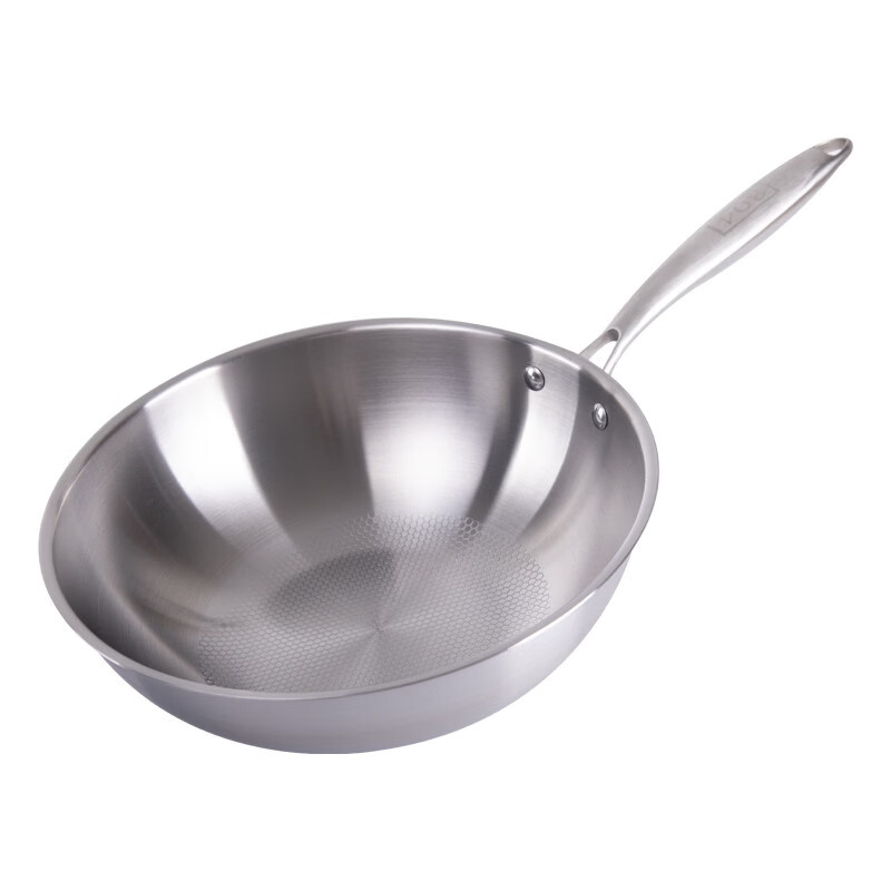 胖东来同款圆底不沾锅炒锅家用不锈钢炒锅电磁炉瓦斯灶专用平底锅 内径无耳五层钢【平底】(食品级) 30cm