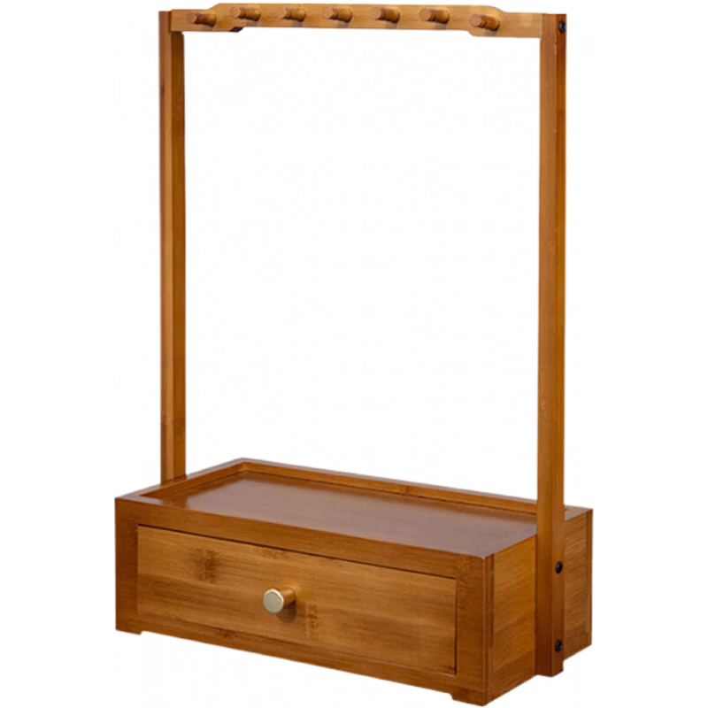 御寶閣筆架毛筆架楠竹筆掛實(shí)木毛筆掛新中式多功能毛筆掛架收納置物架文房四寶擺件書法收納架掛毛筆的筆 雙層抽屜筆架