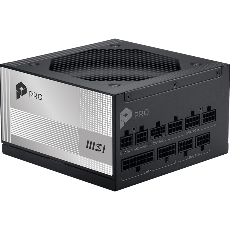 微星额定1000W白金全模组电脑主机电源 12V-2X6/十年质保/压纹线/适配5080显卡PRO A1000PL PCIE5