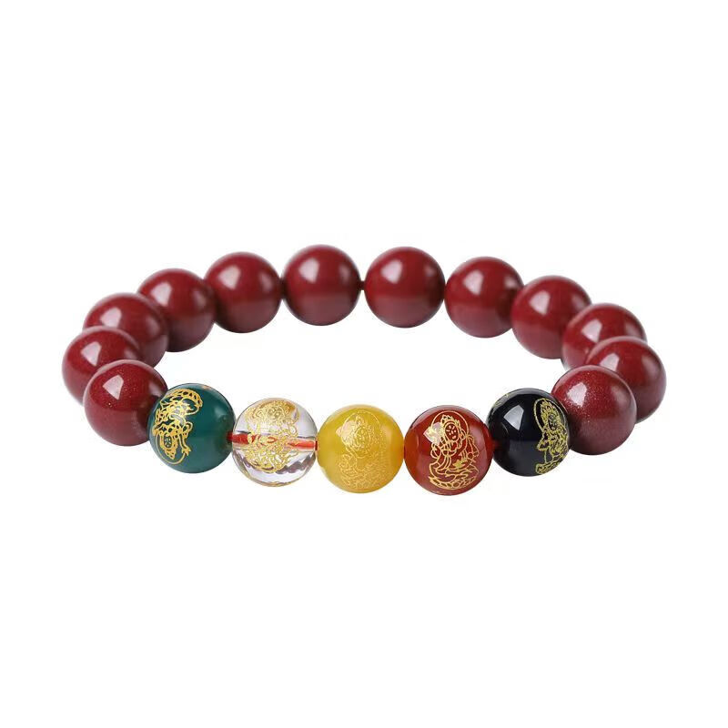 朱砂五路财神手链转运珠本命年纳福男女招财平安饰品新年礼物手串 貔貅五路财神手串(有貔貅款10mm) 1个