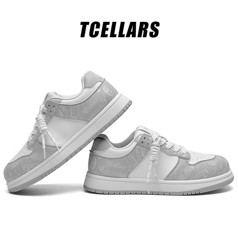 Tcellars板鞋男鞋2026春季新款潮鞋低帮舒适时尚百搭运动休闲鞋子男款 复古灰 39